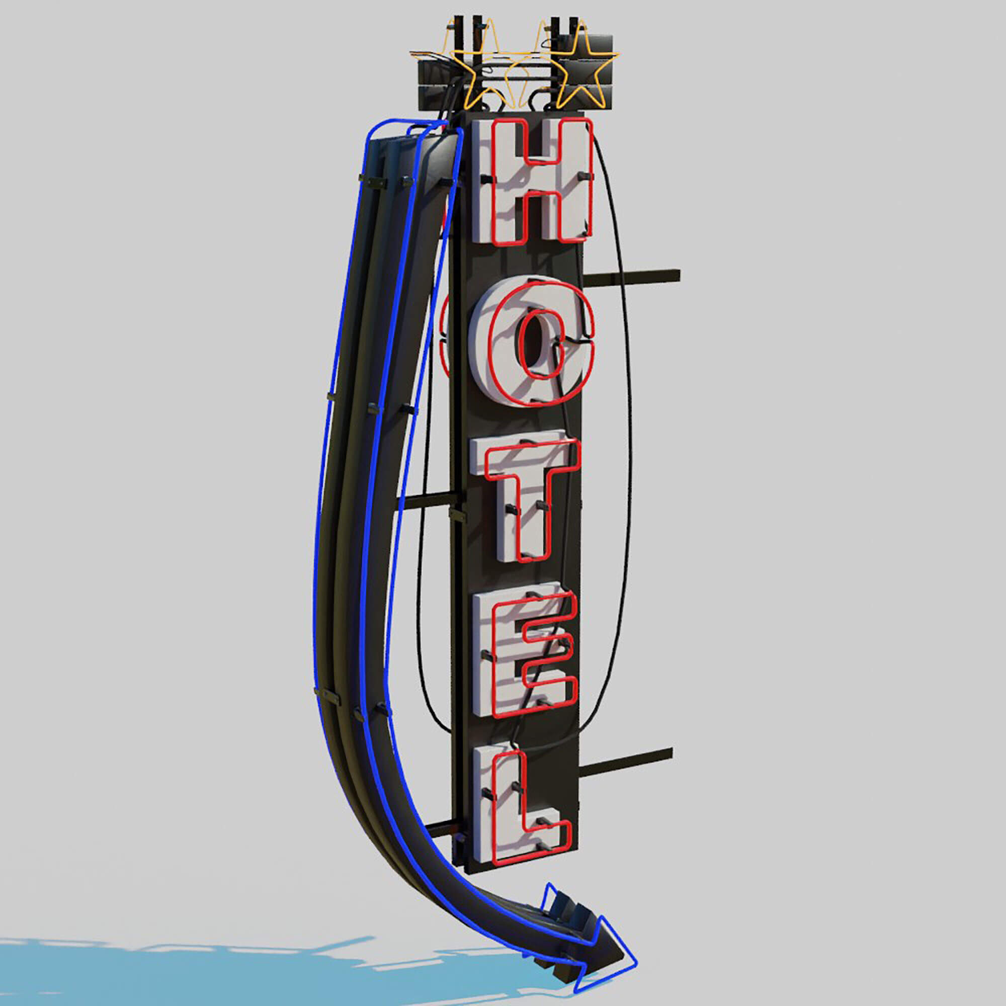 Neon Hotel Sign - 3D Model by kambur