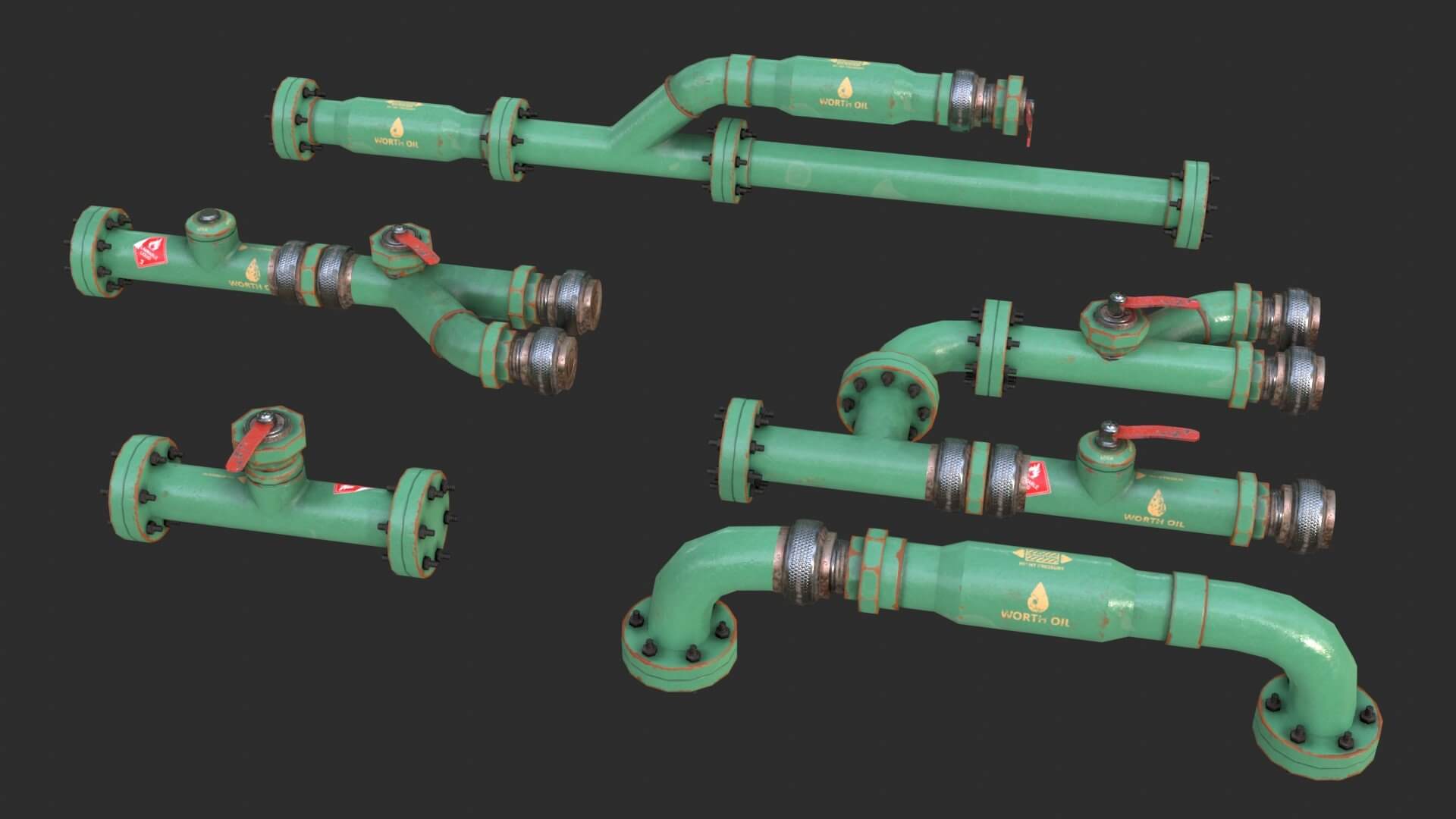 Modular Pipes - Industrial Collection 3D Model by KangaroOz 3D