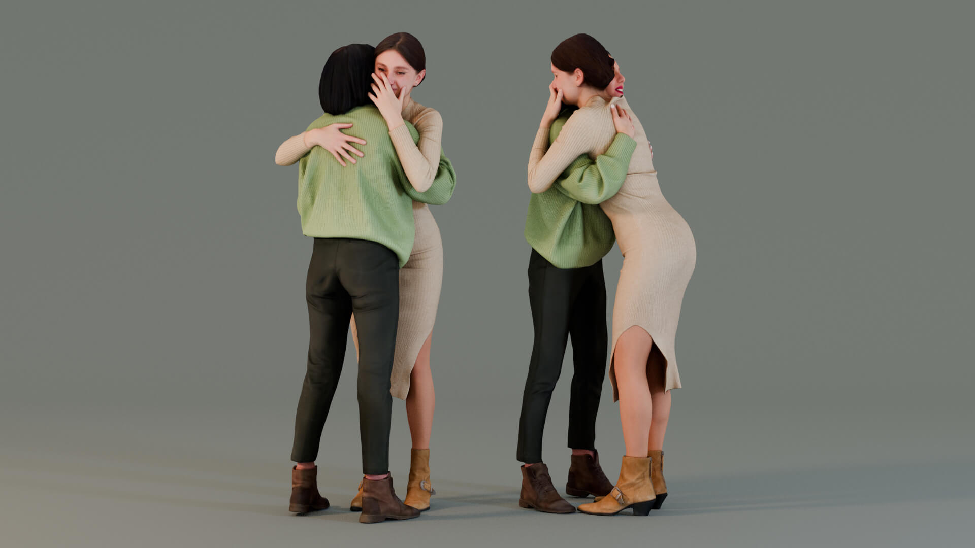 Girls Hugs Couple - 3D Model by Kanistra Studio