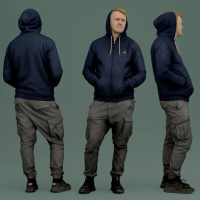 Guy in Blue Hoodie - 3D Model by Kanistra Studio