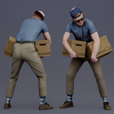 Box Humans References Service People with Boxes - 3D Model by Kanistra Studio