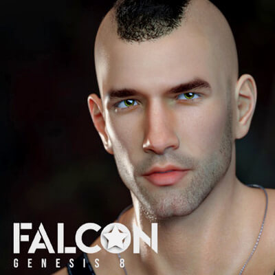 Falcon Character and Hair for Genesis 8 Male by Kaos3D