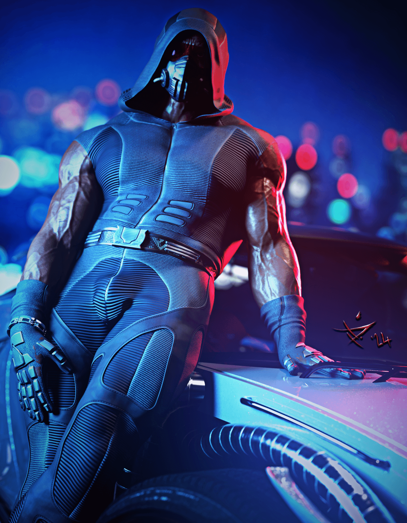 Cyber Night Rider (feat Jacob) 3D Render | RenderHub Gallery