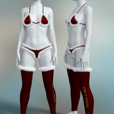 Christmas Bikini Outfit for Genesis 8 Female