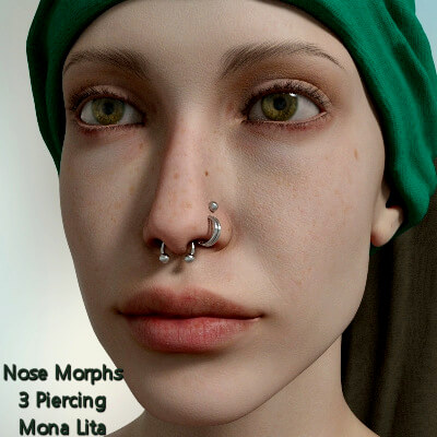 Nose Morphs and Piercings for Mona Lita by KaRe3D