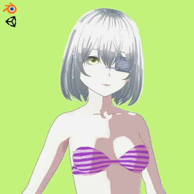 Eyepatch Anime Girl Base Model Fully Rigged