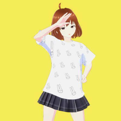 Harumi Cute Anime Girl Fullyrigged 3D Model