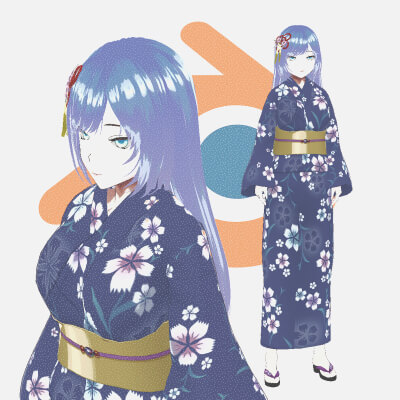 Traditional Anime Girl Fully Rigged Stylized 3D Character 3D by Kasuga