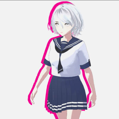 Yuzuki 3D FULLY RIGGED Anime Girl Set Low-Poly 3D Model