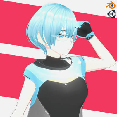 Futuristic Blue Hair Anime Girl
