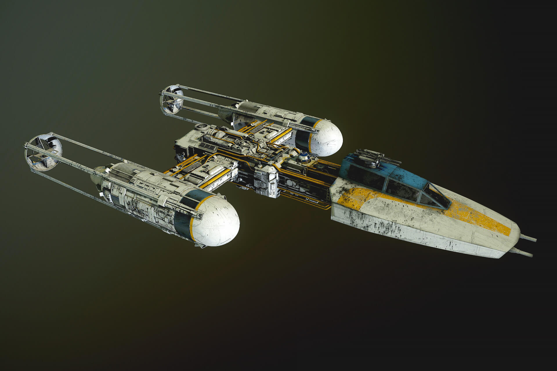 Maquette Star Wars Rogue One – Y-Wing Fighter – Easy Kit Déjà Peint – à Monter – Avec Pilote, Droïde R5 Et Support