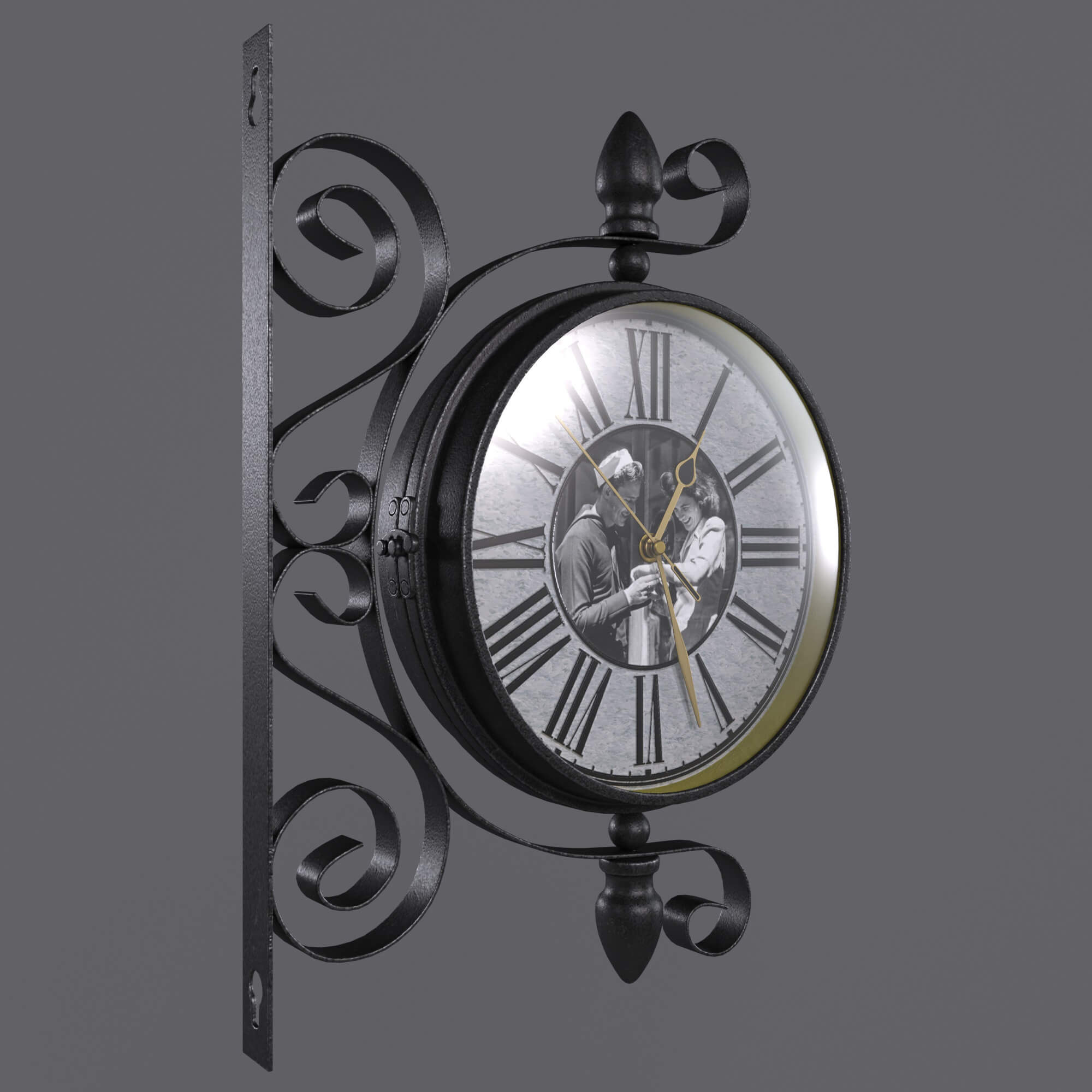 Double Sided Wall Clock 3D Model by KaterynaBondarenko