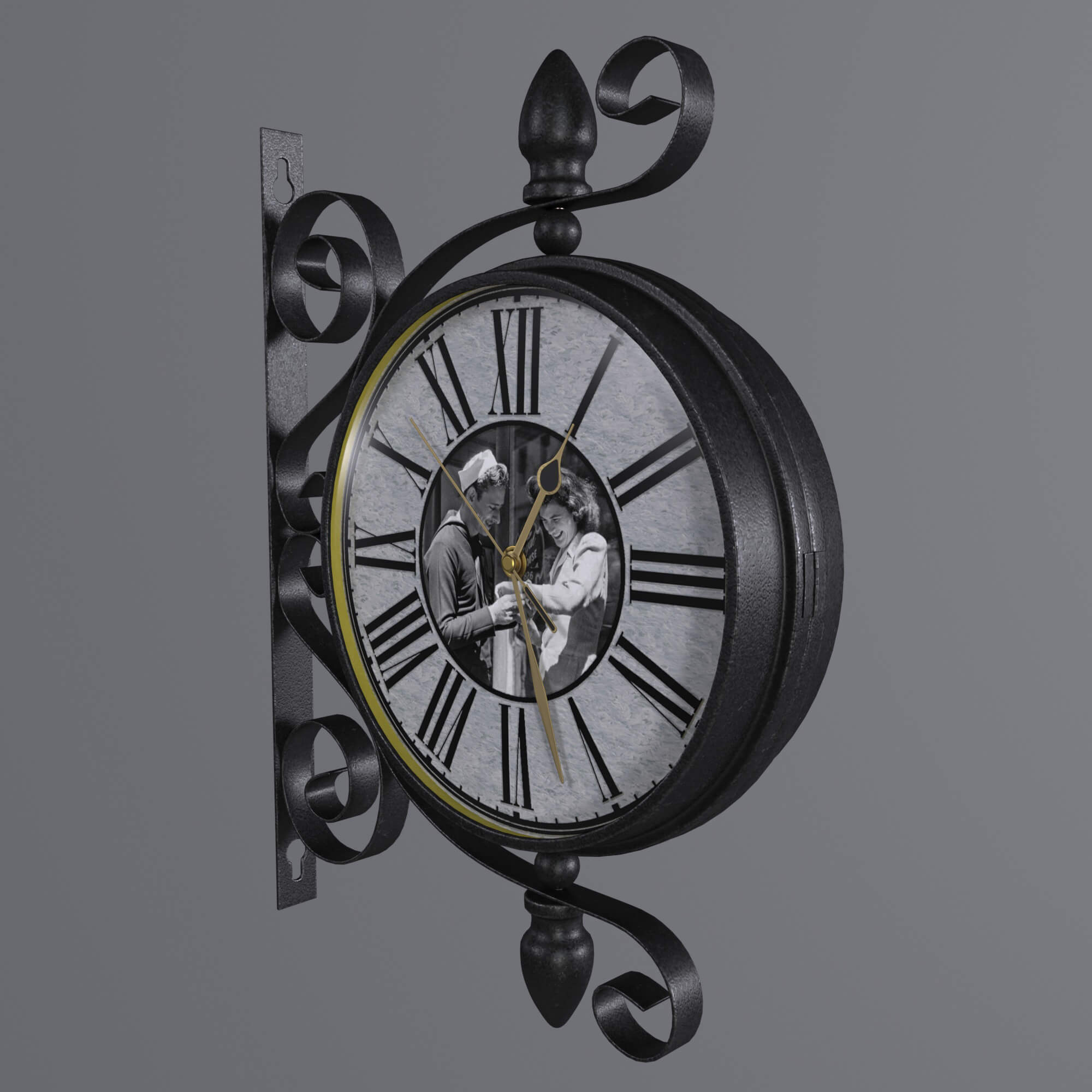 Double Sided Wall Clock 3D Model by KaterynaBondarenko