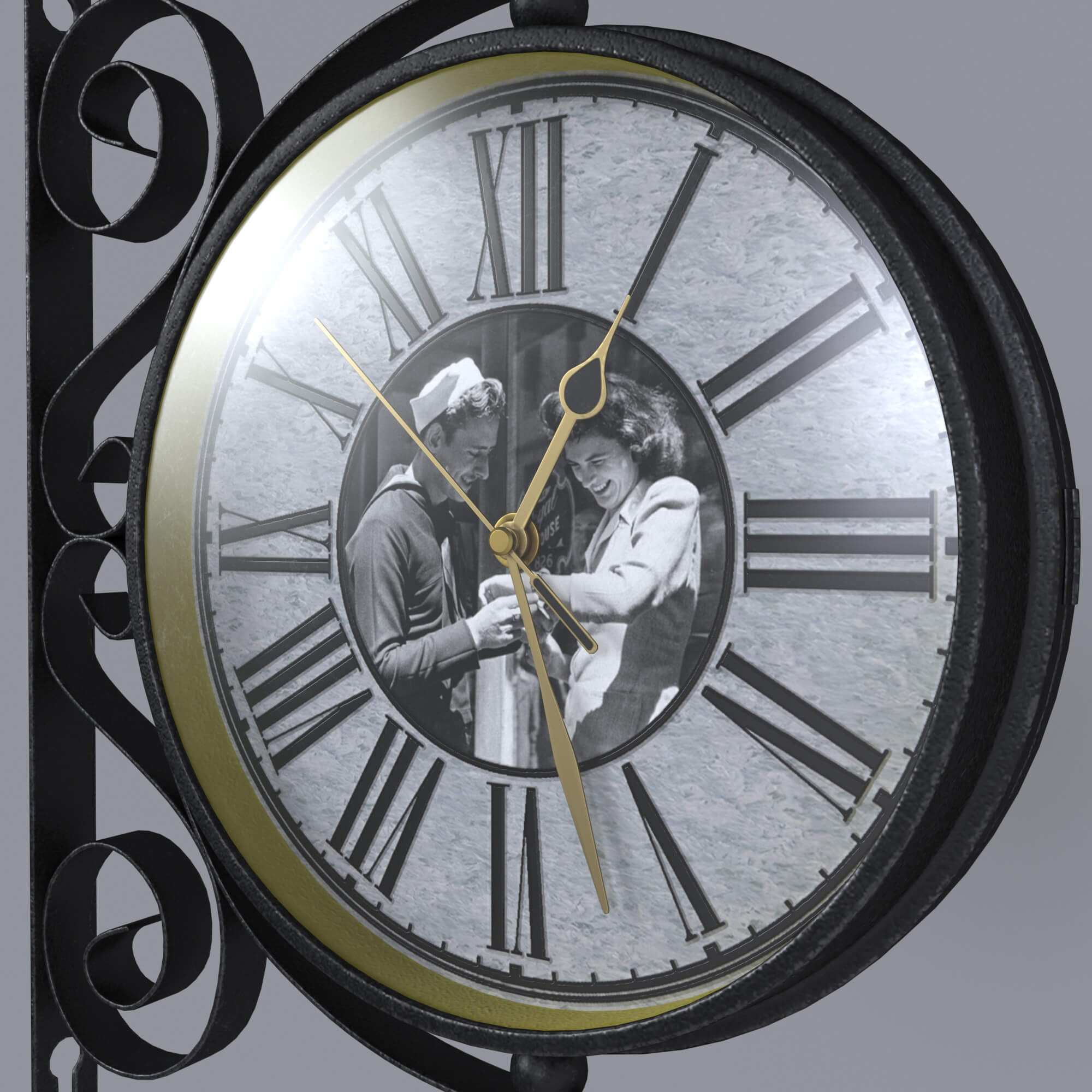 Double Sided Wall Clock 3D Model by KaterynaBondarenko