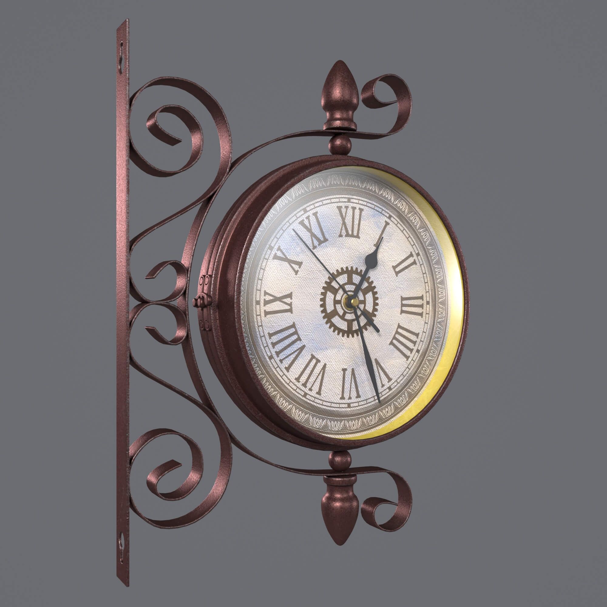 Double Sided Wall Clock 3D Model by KaterynaBondarenko