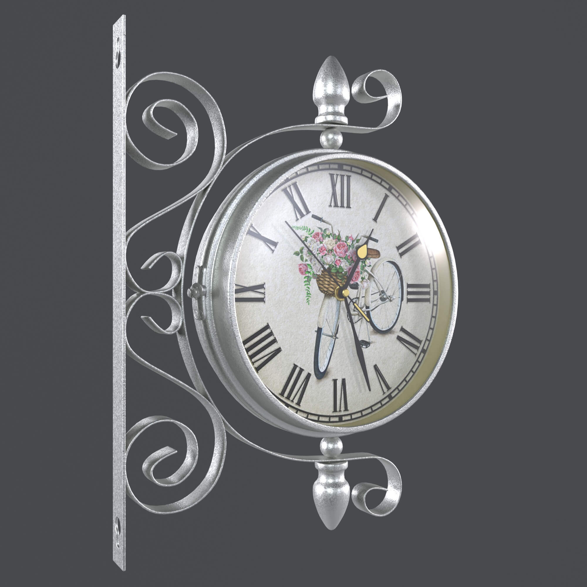 Double Sided Wall Clock 3D Model by KaterynaBondarenko