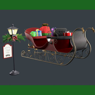 Santas Sleigh and Floor Christmas Lamp