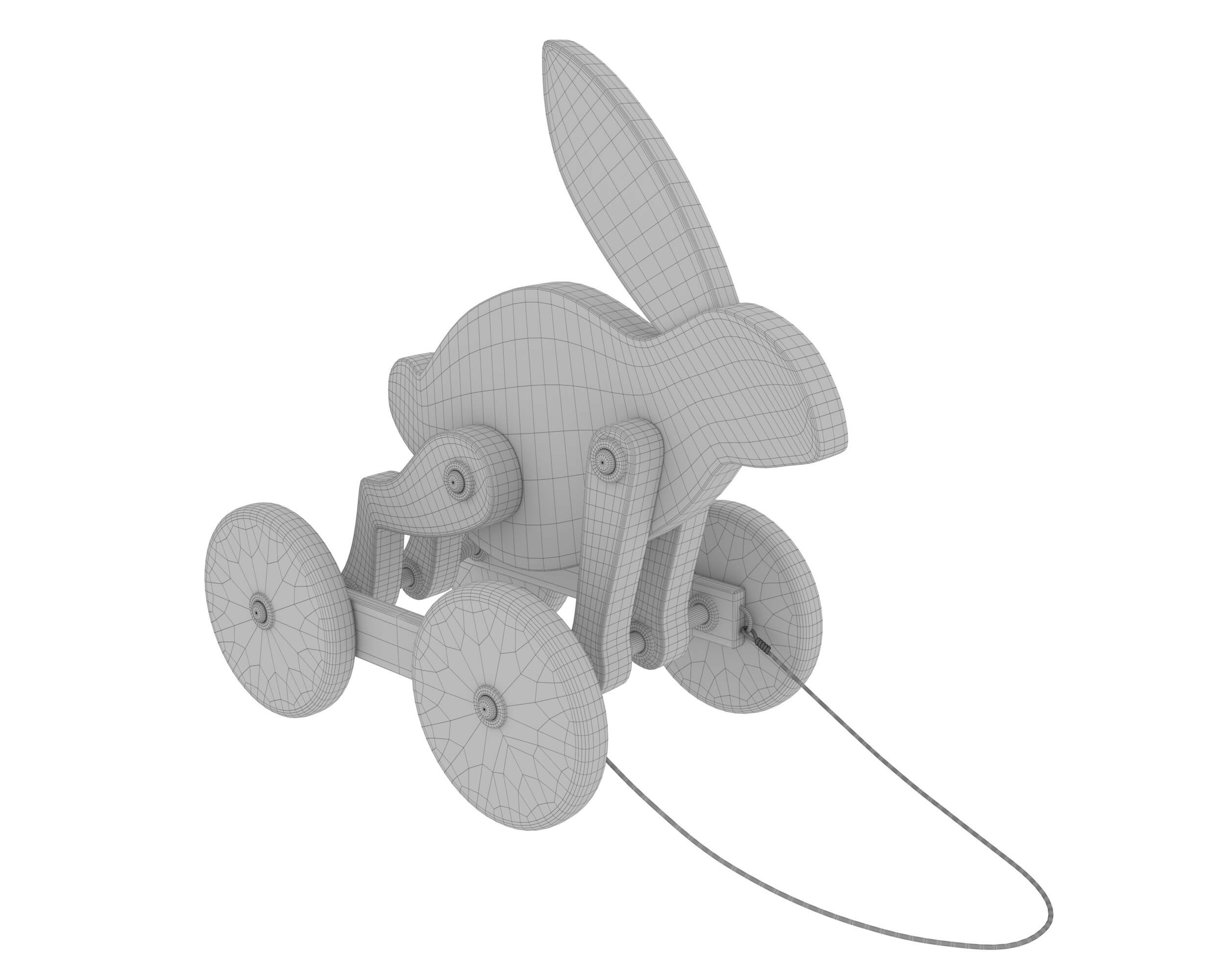 Toy Wooden Rabbit on Wheels - 3D Model by KaterynaBondarenko