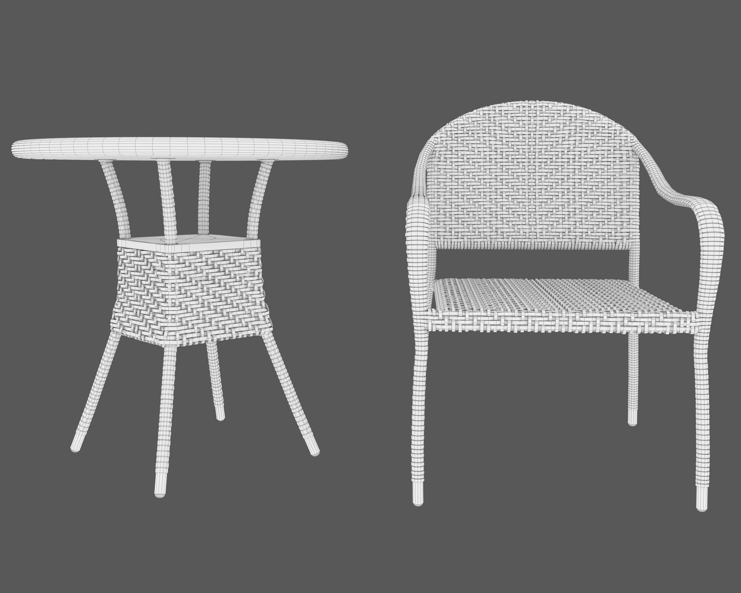 Wicker Furniture Set 3D Model by KaterynaBondarenko