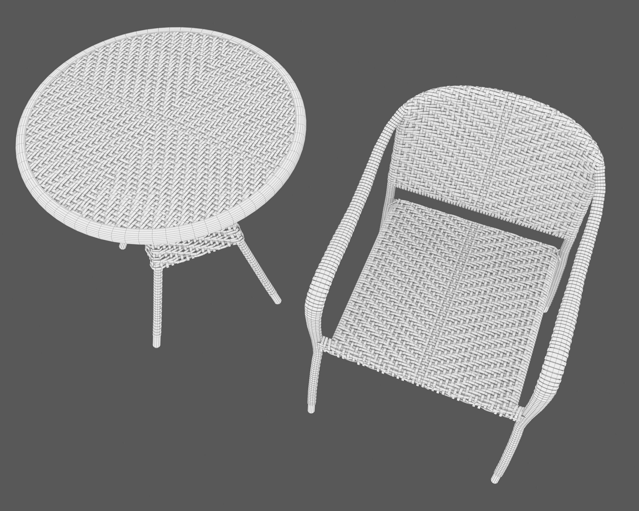 Wicker Furniture Set 3D Model by KaterynaBondarenko