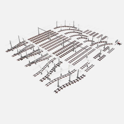 A Set of Electrified Railway Tracks and Rails