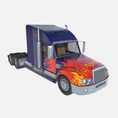 Freightliner Coronado With Flame Paint