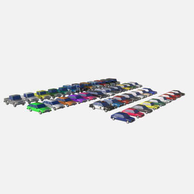Set of cars and van
