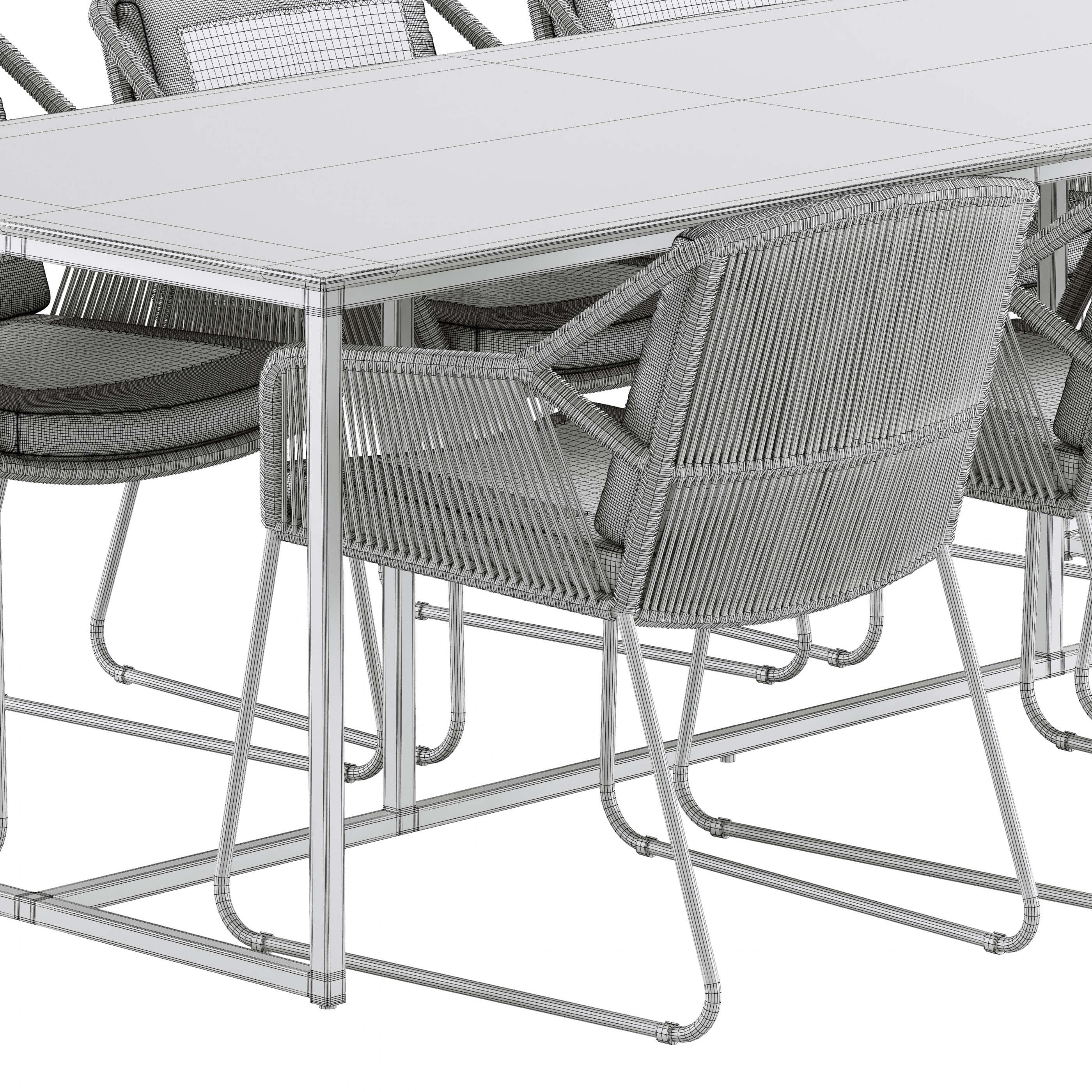 4so Outdoor Garden Woven Dining Set - 3D Model by Katmit