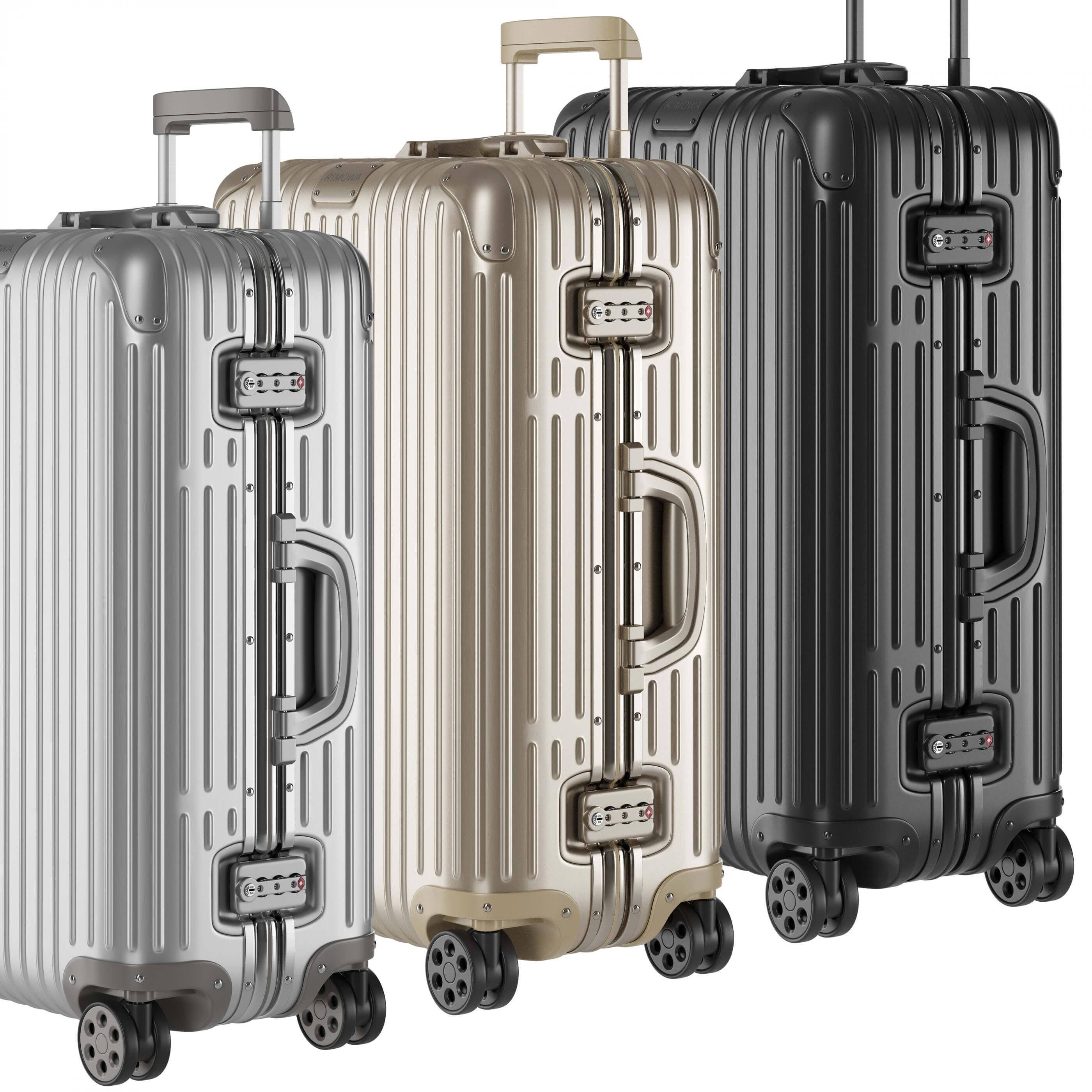 Aluminium Suitcase Collection 3D Model by Katmit