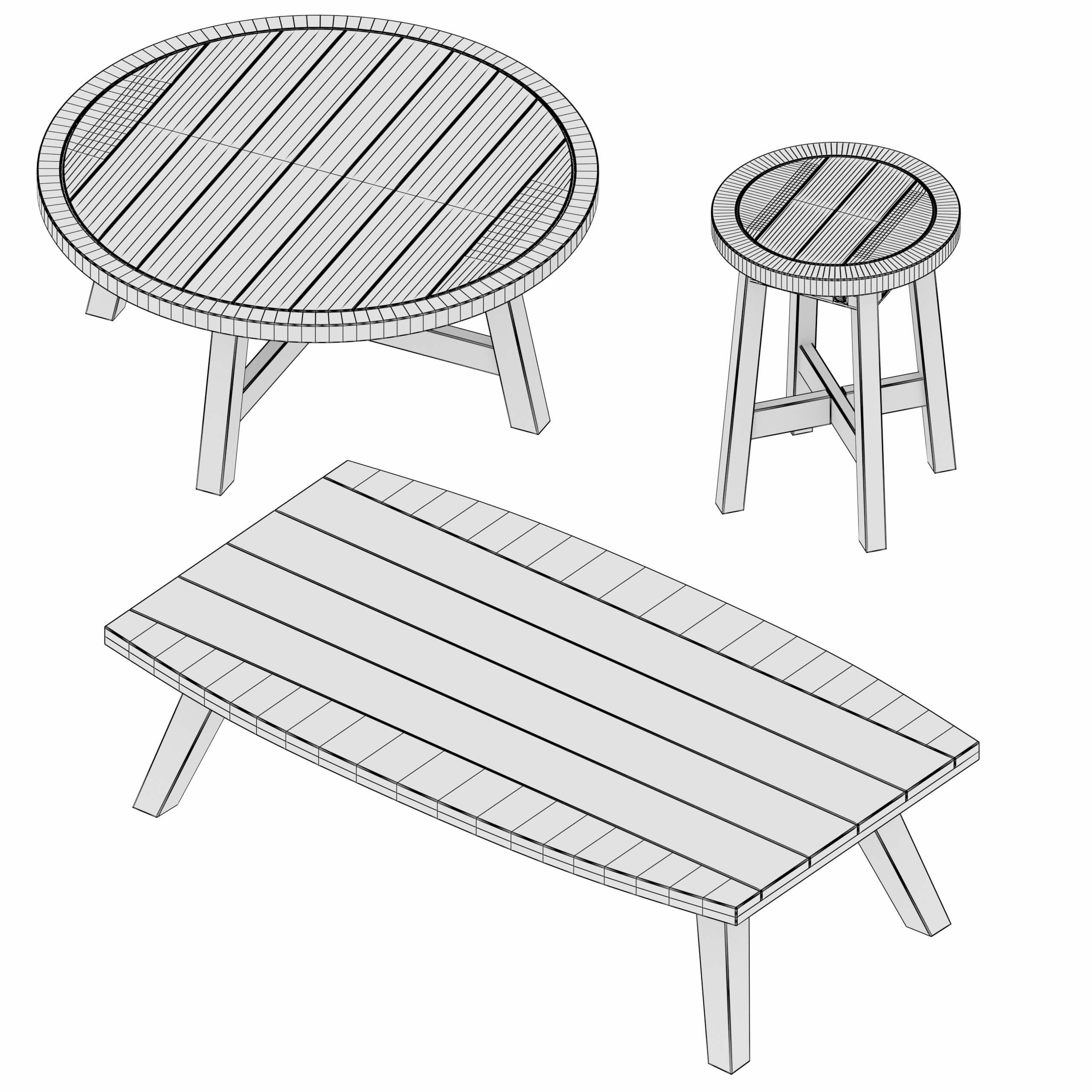 Outdoor Garden Coffee Table 3D Model by Katmit