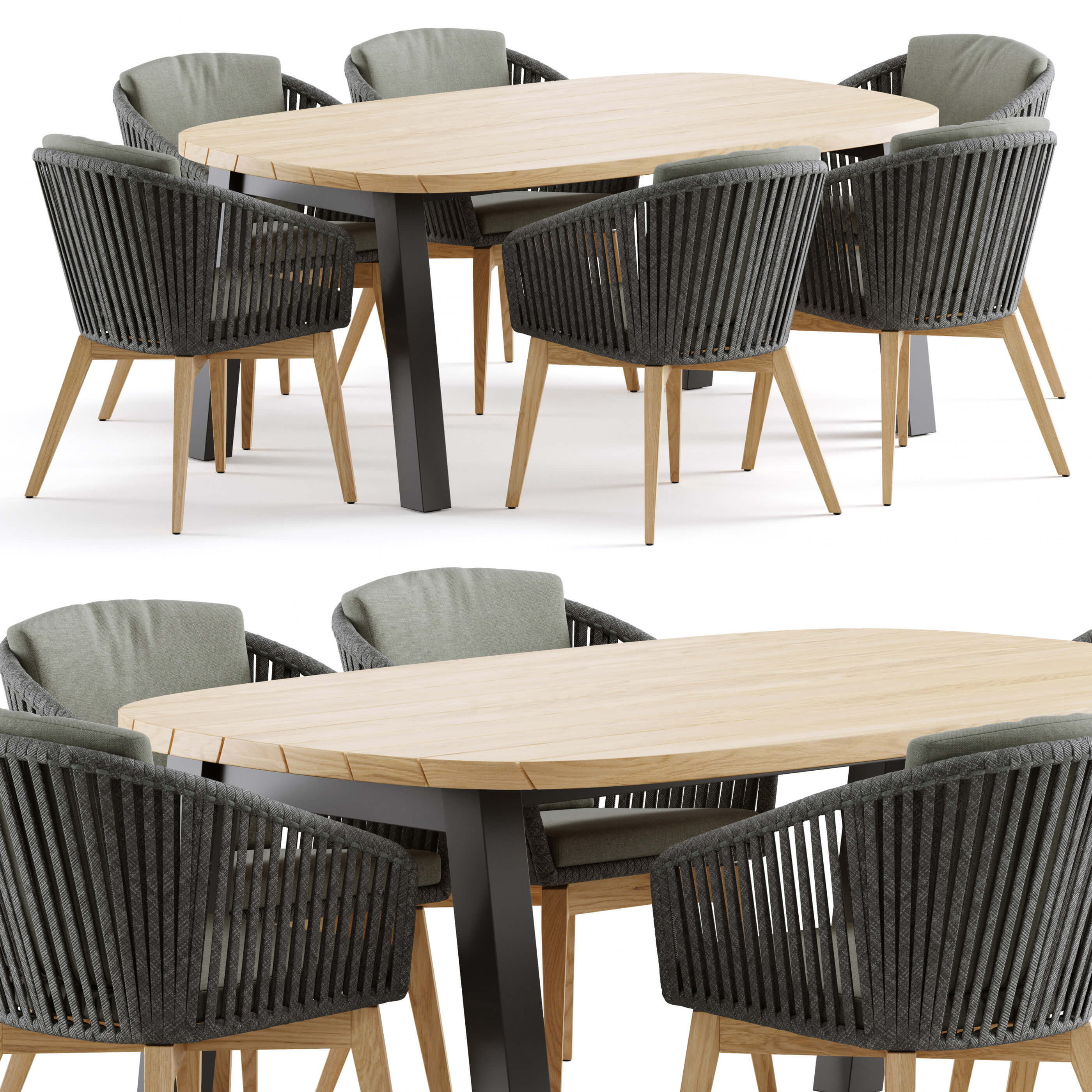 Outdoor Garden Woven Dining Set 2 by 4SO - 3D Model by Katmit