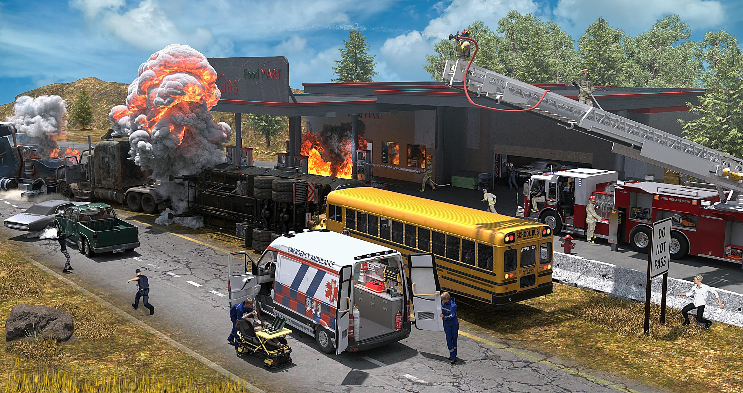 Accident on County Road 69 3D Render, Digital Art by keener