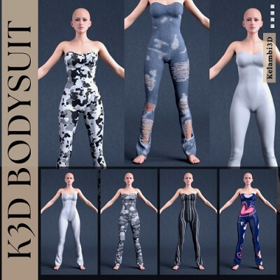 K3D BodySuit 2025-05 for Genesis 8 &amp 8.1 Females by Kelambi3D