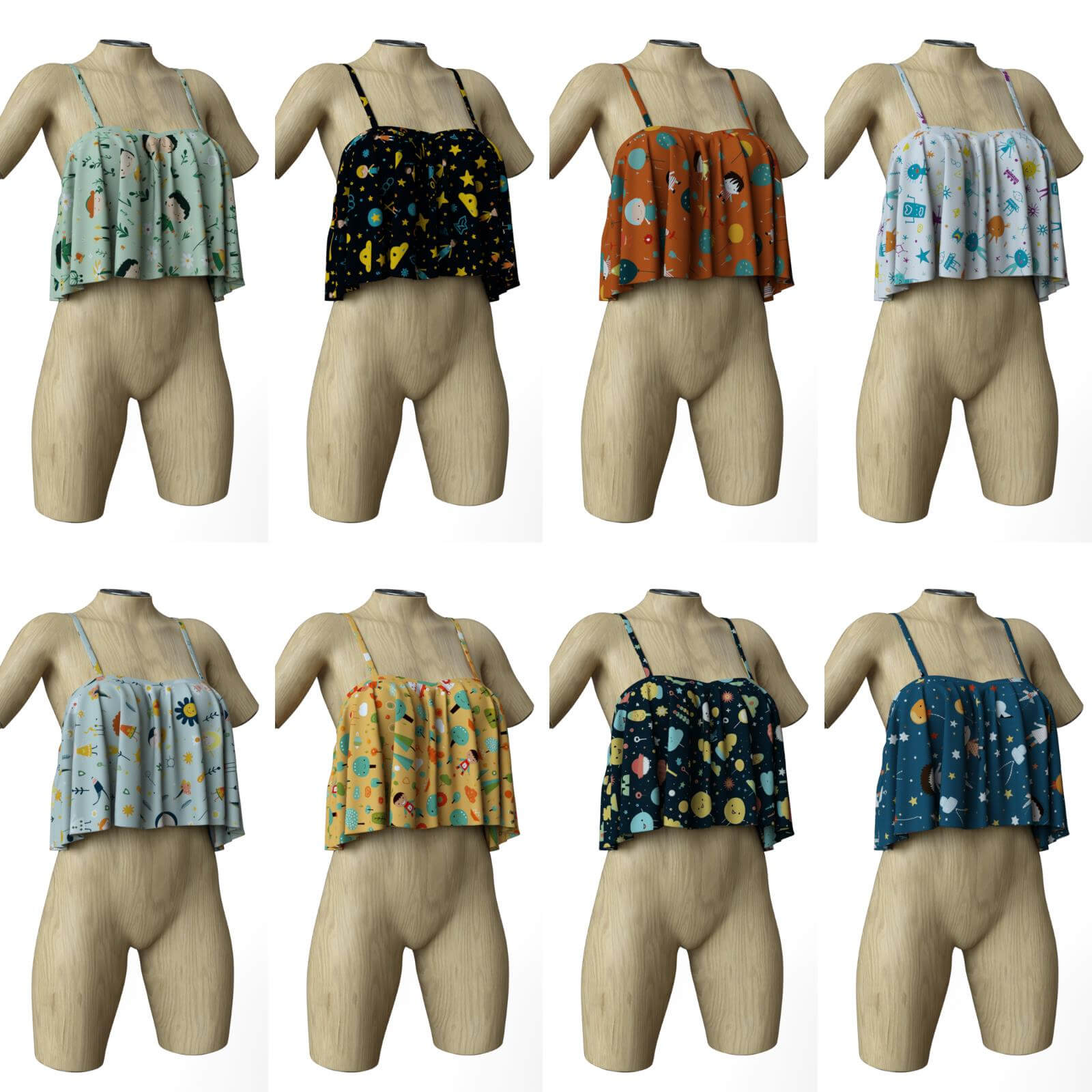 K3D dForce Mini Crop Top - Cute Pattern for G8F & G8.1F Daz Content by ...