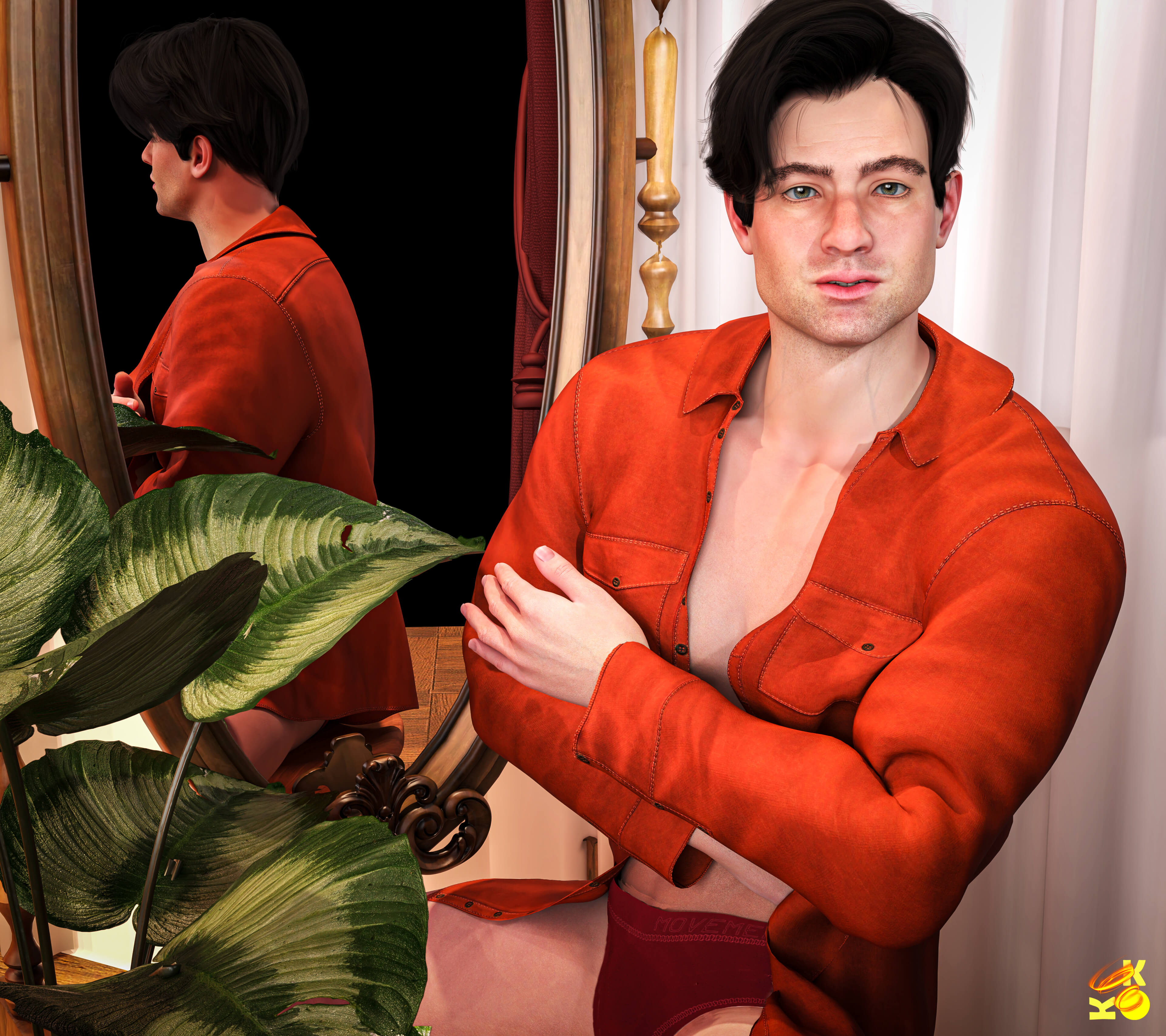 Red Inner Men Man in Red 3D Render, Digital Art by Kev914