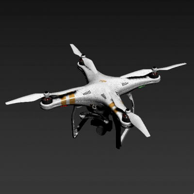 White Four-Rotor Drone 3D Model by keywordspycs