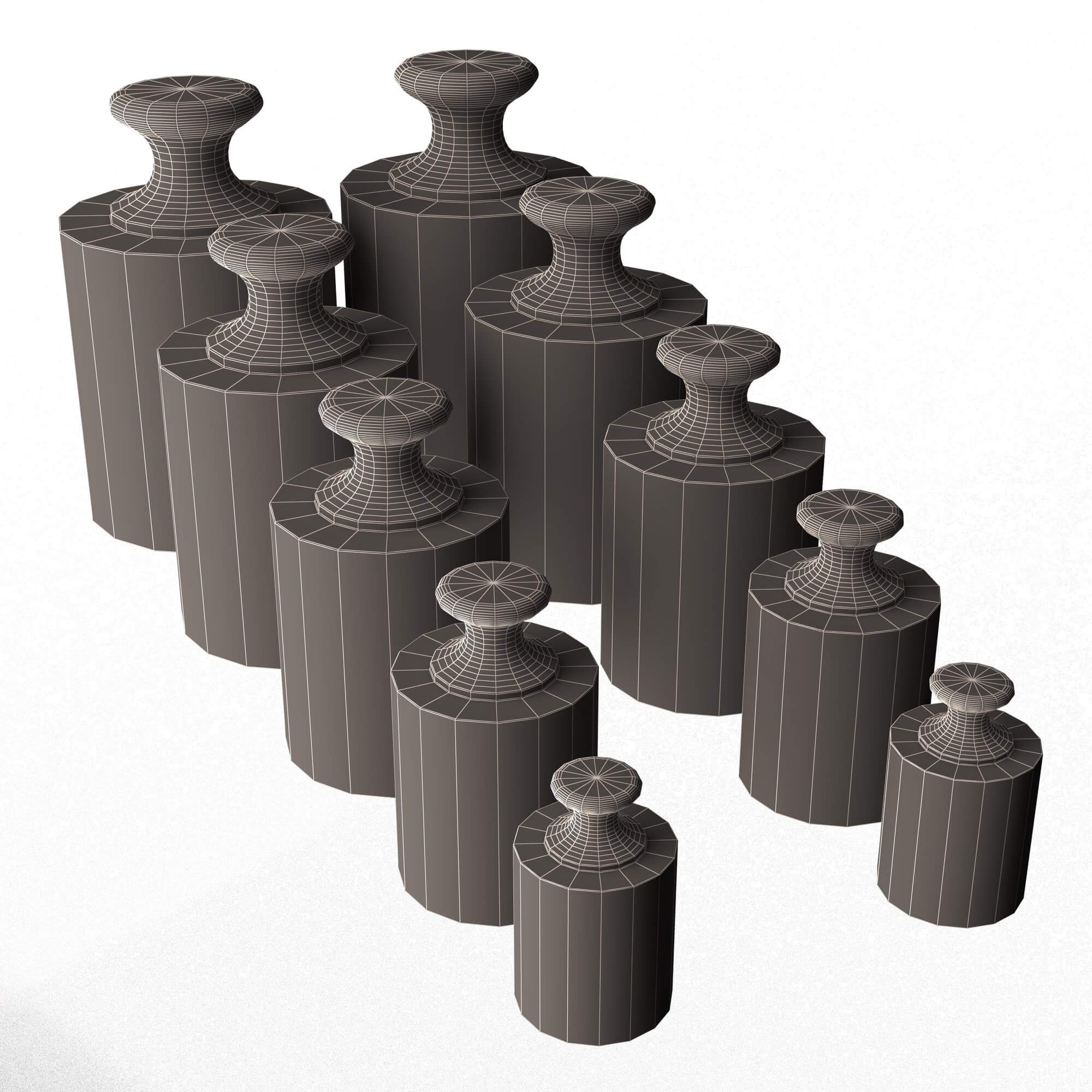 Antique Scale Weights Set - 3D Model by KhaganFX