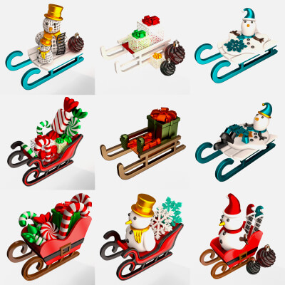 Christmas Sleigh 3D Printable Collection 02 by KhaganFX