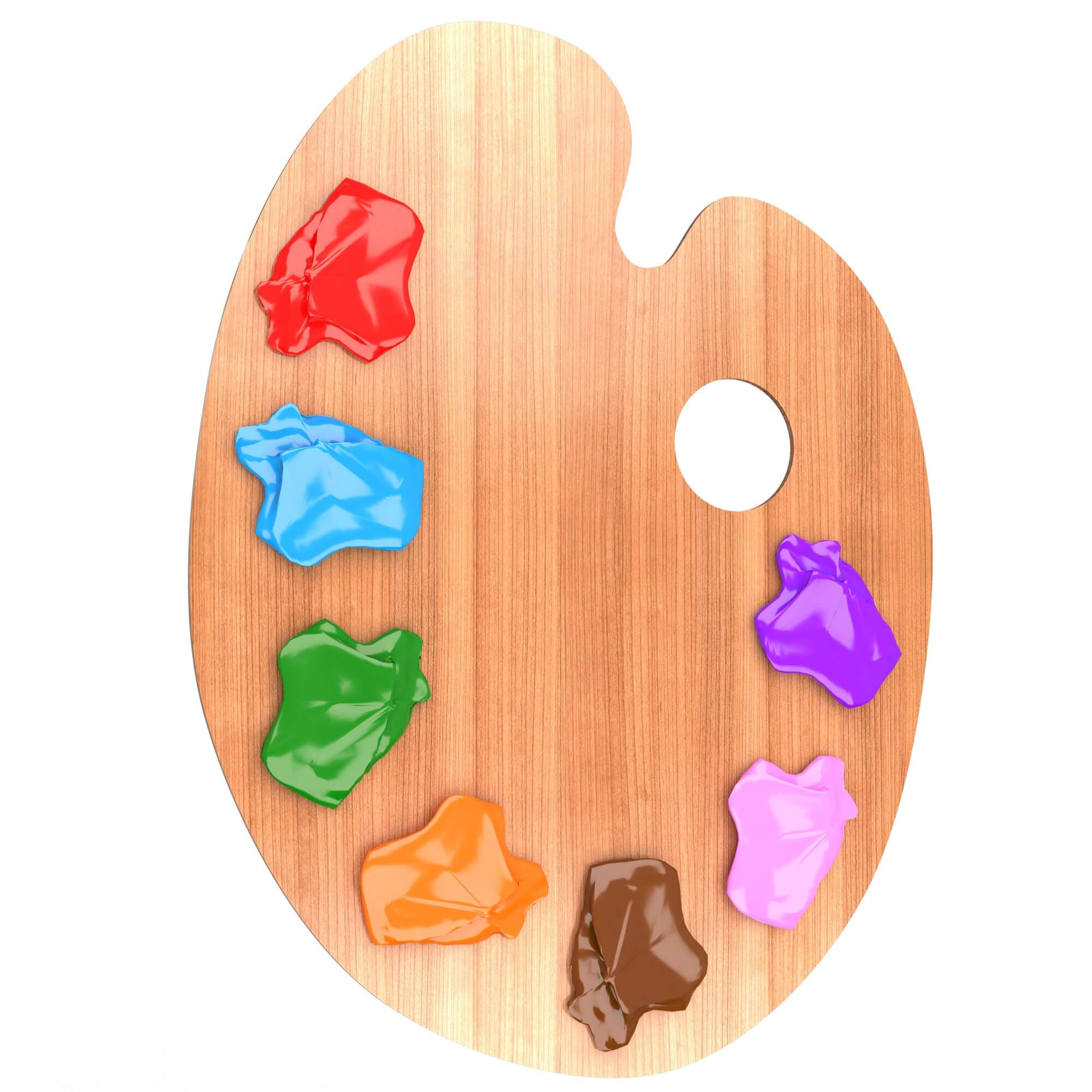 Wooden Paint Palette 3D Model by KhaganFX