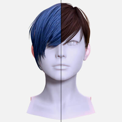 Anime Pixie Cut With Long Bangs -Realistic 3D Hair