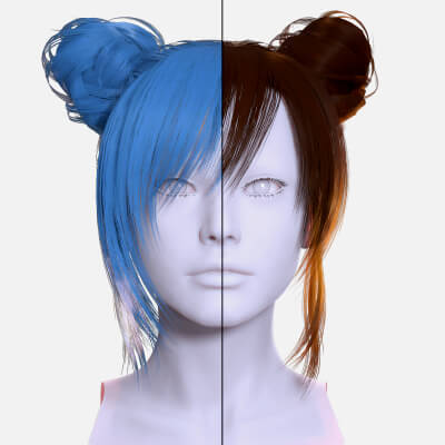 Anime Twin Buns Hair Game Ready