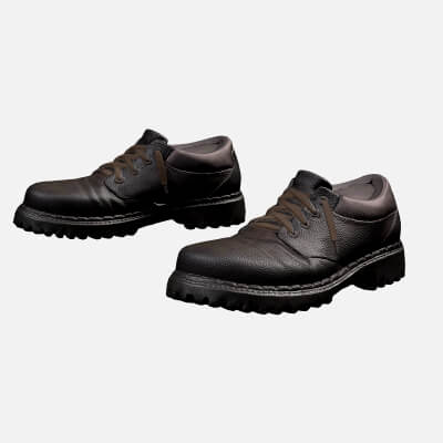 Black Leather Shoes Game-Ready 3D Footwear