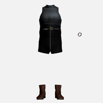 Black Leather Tactical Dress Set with Boots
