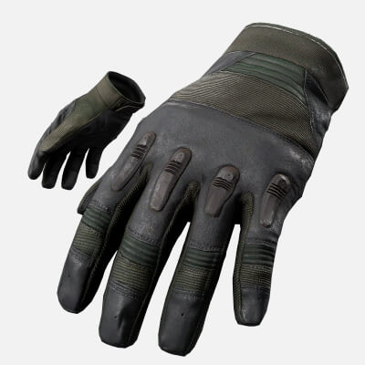 Black Tactical Combat Gloves pbr Game Ready
