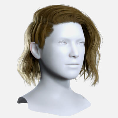 Bob Haircut with Side Braids Metahuman Compatible Low-Poly 3