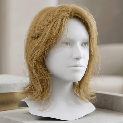Braided Messy Bob Realistic Mid-Length Female Hairstyle
