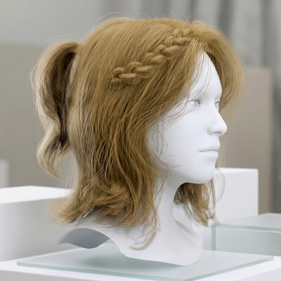 Braided Ponytail Medium Hair Cards metahuman Compatible