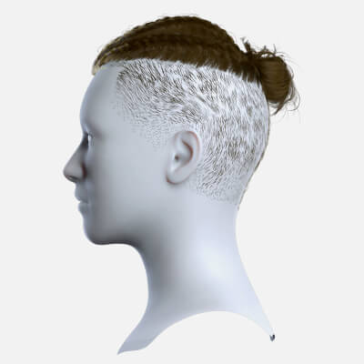 Braided Undercut Hair Cards - Realistic Low Poly Hairstyle