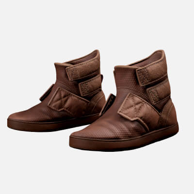 Brown Leather Strap Boots Game-Ready 3D Footwear