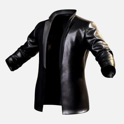 Cinematic Black Leather Coat Realistic 3D Outfit